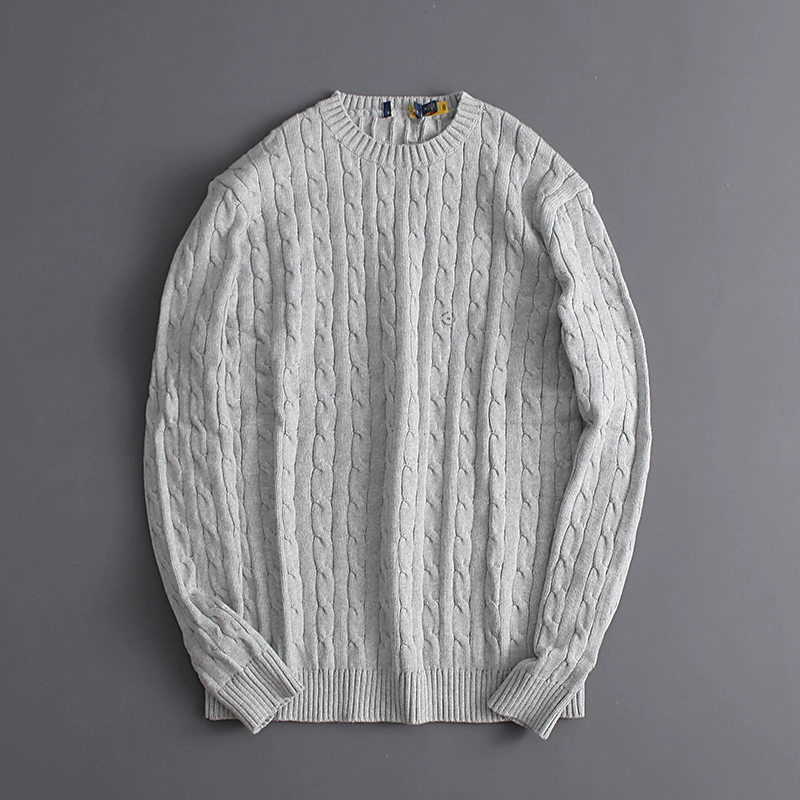 Unisex Long - Sleeved Loose Crew - neck Cable - Knit Wool Sweater - Image 8