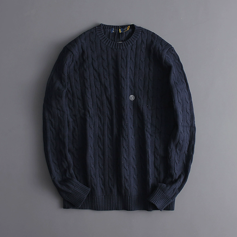 Unisex Long - Sleeved Loose Crew - neck Cable - Knit Wool Sweater - Image 9