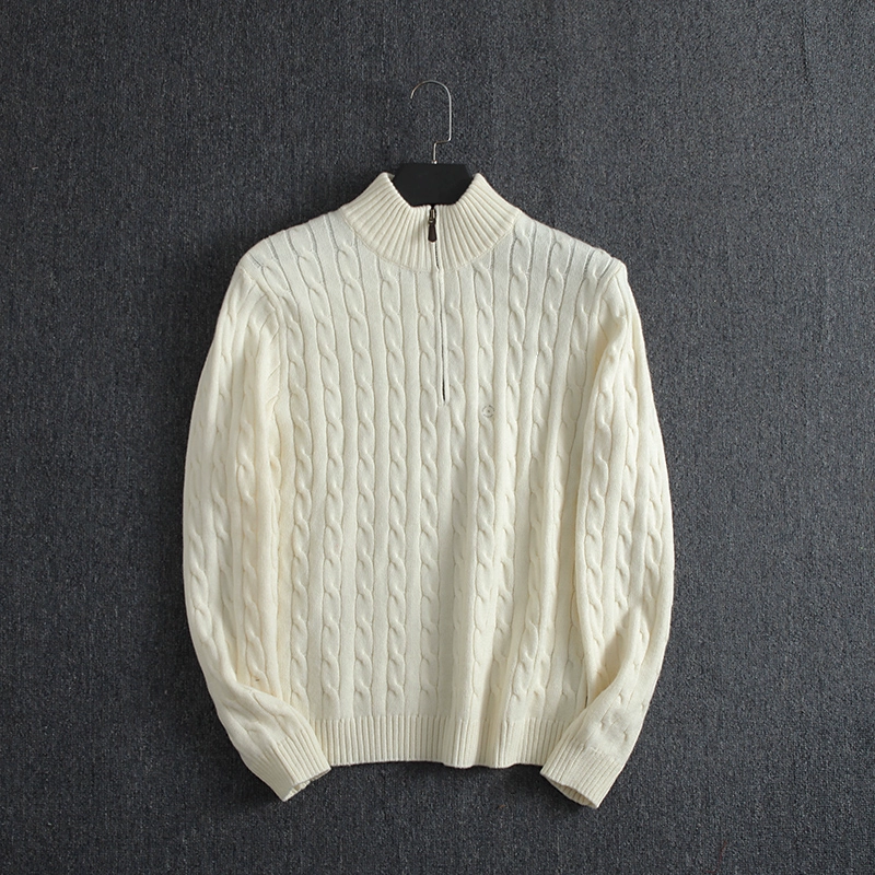 Men's Twisted Cable Half - Zip Pullover Long - Sleeved Knitted Sweater - Image 3