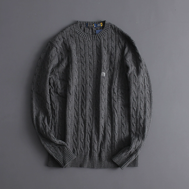 Unisex Long - Sleeved Loose Crew - neck Cable - Knit Wool Sweater - Image 10
