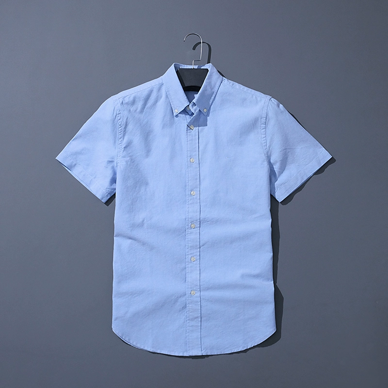 Men's classic solid-color short-sleeved 100% cotton oxford shirt