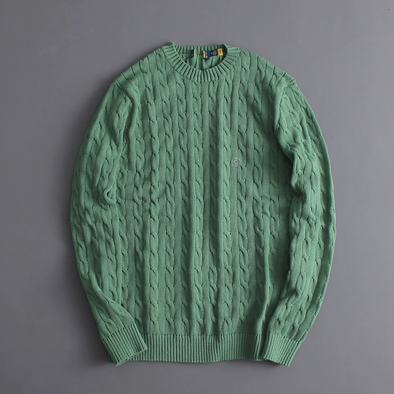 Unisex Long - Sleeved Loose Crew - neck Cable - Knit Wool Sweater