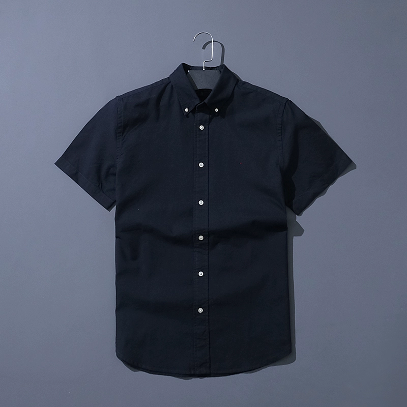 Men's classic solid-color short-sleeved 100% cotton oxford shirt - Image 4