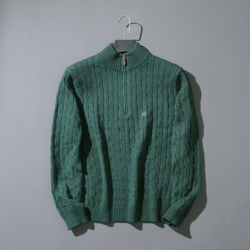 Men's Twisted Cable Half - Zip Pullover Long - Sleeved Knitted Sweater - Image 6