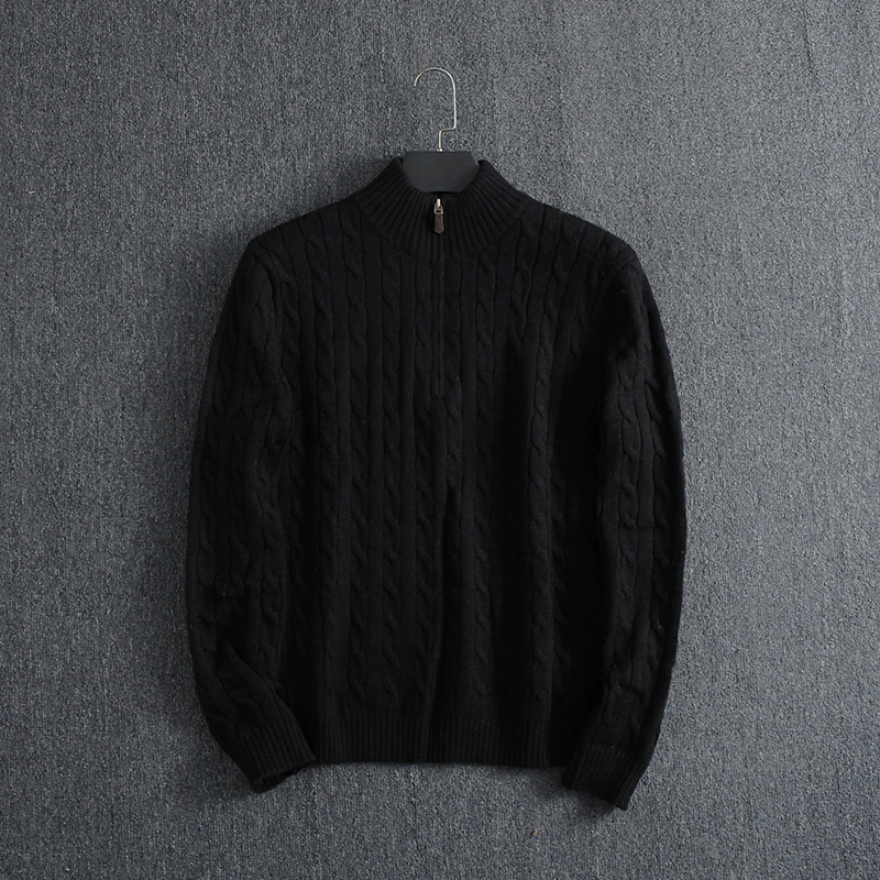 Men's Twisted Cable Half - Zip Pullover Long - Sleeved Knitted Sweater - Image 4