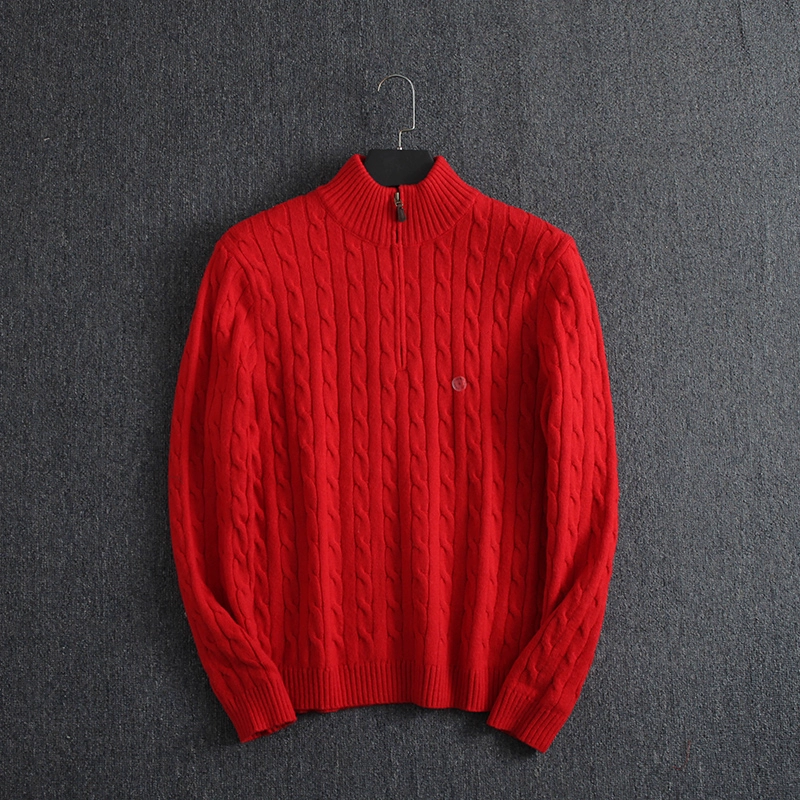 Men's Twisted Cable Half - Zip Pullover Long - Sleeved Knitted Sweater - Image 5