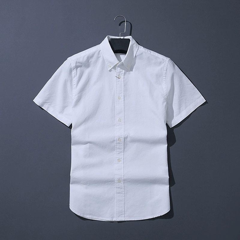 Men's classic solid-color short-sleeved 100% cotton oxford shirt - Image 5