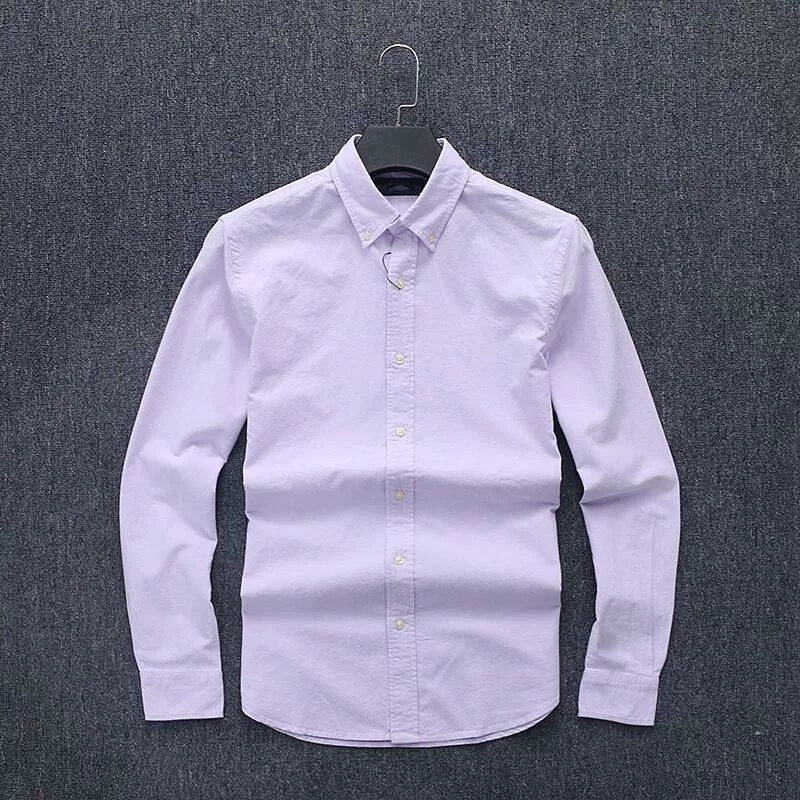 Men's Soft Washed Oxford Shirt, Solid Color and Slim - fit - Image 3