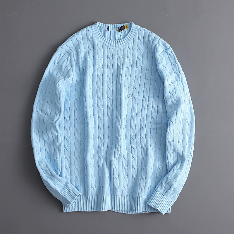 Unisex Long - Sleeved Loose Crew - neck Cable - Knit Wool Sweater - Image 4