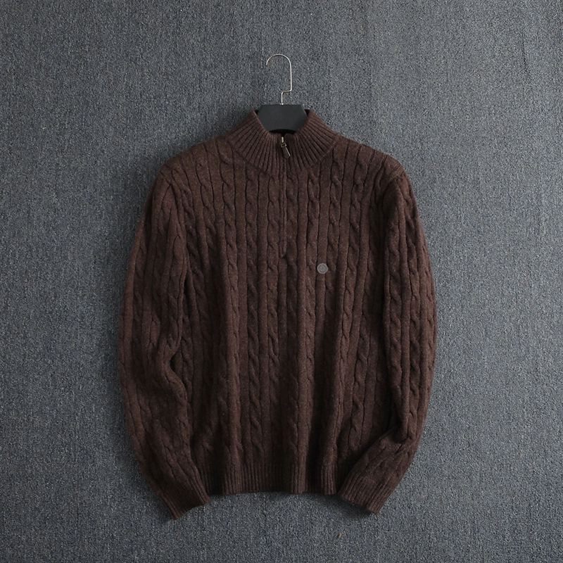 Men's Twisted Cable Half - Zip Pullover Long - Sleeved Knitted Sweater - Image 8